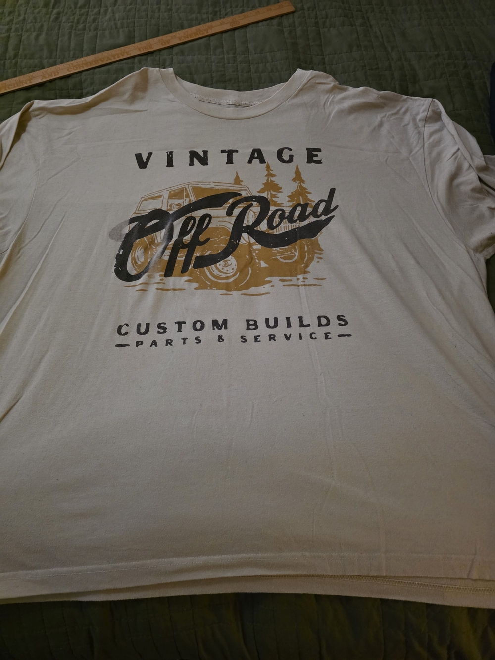 MAD Engine Cream Short Sleeve Tee with Black & Gold 'Off Road' Graphic
